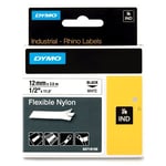 DYMO 18488 - 3,5m zwart op wit / IND Rhino flexibel nylon tape / zelfklevend / 12mm (origineel)