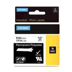 DYMO 1805442 IND Rhino tape permanent polyester zwart op wit 6mm (origineel)