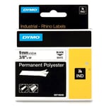 DYMO S0718240 / 18482 IND Rhino tape permanent polyester zwart op wit 9mm (origineel)