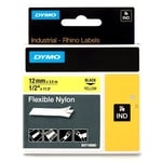 DYMO S0718080 / 18490 IND Rhino tape flexibel nylon zwart op geel 12mm (origineel)