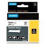 DYMO 18489 - 3,5m zwart op wit / IND Rhino flexibel nylon tape / zelfklevend / 19mm (origineel)