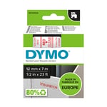 DYMO 45012 - 7m rood op transparant / zelfklevend tape / D1 / 12mm (origineel)