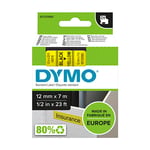 DYMO 45018 - 7m zwart op geel / zelfklevend tape / D1 / 12mm (origineel)