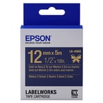 Epson LK-4HKK satijnlint tape goud op marineblauw 12mm (origineel)