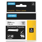 DYMO 1805433 IND Rhino tape permanent polyester zwart op transparant 24mm (origineel)