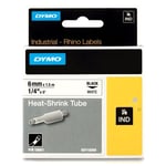 DYMO 18051 - 1,5m zwart op wit / IND Rhino tape / krimpkous / 6mm (origineel)