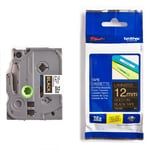 Brother TZe-334 - 8m goud op zwart / gelamineerd tape / 12mm (origineel)