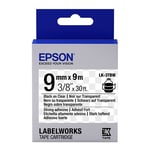 Epson LK-3TBW extra klevende tape zwart op transparant 9mm (origineel)