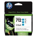 HP 712 (3ED77A) inktcartridge cyaan 3 stuks (origineel)