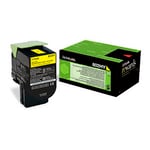 Lexmark 80C2HY0 toner cartridge geel hoge capaciteit nr. 802HY (origineel)