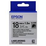 Epson LK-5SBR reflecterende tape zwart op zilver 18mm (origineel)