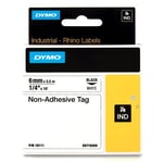 DYMO 18111 - 5,5m zwart op wit / IND Rhino tape / niet klevend / 6mm (origineel)