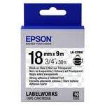 Epson LK-5TBW extra klevende tape zwart op transparant 18mm (origineel)