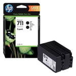 HP 711 (P2V31A) inktcartridge zwart 2 stuks (origineel)