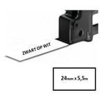 Dymo S0773830 / 1734523 IND Rhino tape permanent polyester zwart op wit 24mm (huismerk)