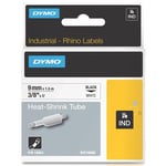 DYMO 18053 - 1,5m zwart op wit / IND Rhino tape / krimpkous / 9mm (origineel)