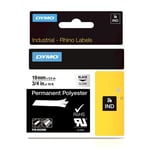 DYMO 622290 IND Rhino tape permanent polyester zwart op transparant 19mm (origineel)