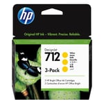 HP 712 (3ED79A) inktcartridge geel 3 stuks (origineel)