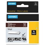 DYMO 1805418 IND Rhino tape vinyl wit op bruin 19mm (origineel)