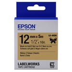 Epson LK-4KBK satijnlint tape zwart op goud 12mm (origineel)