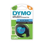 DYMO 91205 - 4m plastic tape zwart op blauw / LetraTag tape / 12mm (origineel)
