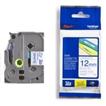 Brother TZe-233 - 8m blauw op wit / gelamineerd tape / 12mm (origineel)