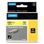 DYMO 18052 - 1,5m zwart op geel / IND Rhino tape / krimpkous / 6mm (origineel)