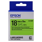 Epson LK-5GBF tape zwart op fluorescerend groen 18mm (origineel)