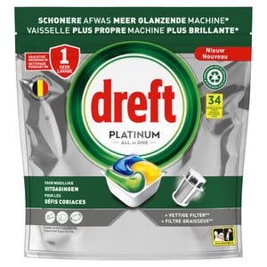 Dreft All-in-One Platinum Vaatwastabletten / Citroen / 34 stuks