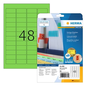 Herma 4369 etiketten / verwijderbaar / A4 / 45,7 x 21,2 mm / groen / 960 etiketten