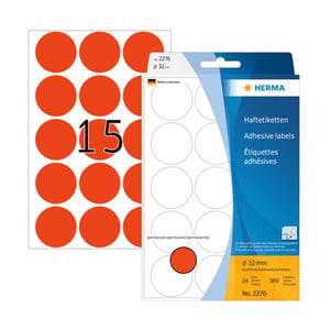 Herma 2276 markeringspunten / 32 mm / fluorrood / 360 etiketten