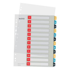Leitz 12480000 Cosy bedrukbare tabbladen / A4 / plastic / 11-gaats / 12 tabs
