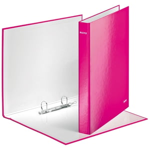 Leitz 4241 WOW ringband / A4 / karton / 2 D-ringen / roze metallic / 40mm