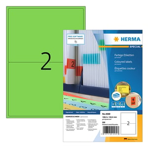 Herma 4569 permanent hechtende etiketten | A4 | 199,6 x 143,5 mm | groen | 200 etiketten