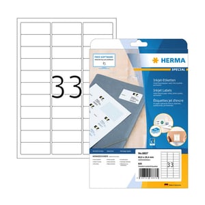Herma 8837 inkjet etiketten / A4 / 63,5 x 25,4 mm / wit / 825 etiketten