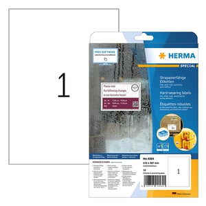 Herma 4584 folie etiketten / weerbestendig / A4 / 210 x 297 mm / wit / 10 etiketten