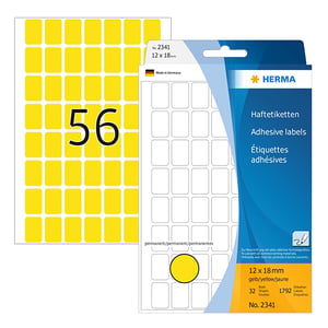 Herma 2341 multifunctionele etiketten / 12 x 18 mm / geel / 1792 etiketten