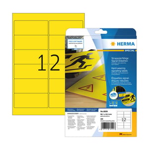 Herma 8029 folie etiketten | weerbestendig | A4 | 99,1 x 42,3 mm | geel | 300 etiketten