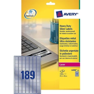 Avery Zweckform L6008-20 verzegelingsetiketten / polyester / 25,4 mm x 10 mm / 3780 etiketten