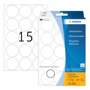 Herma 2270 markeringspunten / 32 mm / wit / 480 etiketten