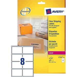 Avery Zweckform L7565-25 transparante etiketten / 99,1 mm x 67,7 mm / 200 etiketten