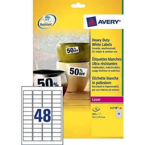 Avery Zweckform L4778-20 weerbestendige etiketten / 45,7 mm x 21,2 mm / 960 etiketten