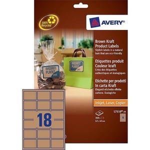 Avery Zweckform L7110-20 productetiketten / bruin / rechthoekig / 62 mm x 42 mm / 360 etiketten