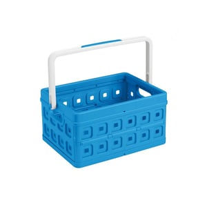 Sunware Square vouwkrat / met handgreep / blauw en wit / kunststof / 24 liter