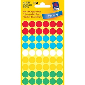 Avery Zweckform 3088 markeringspunten / 12 mm / assorti / 270 etiketten