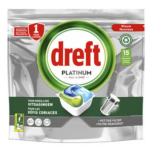 Dreft All-in-One Platinum vaatwastabletten / Original / 15 stuks