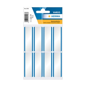 Herma 1903 naambadge etiketten / 54 x 19 mm / wit/blauw / 16 etiketten