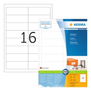 Herma Premium 4619 permanent hechtende etiketten / A4 / 97 x 33,8 mm / wit / 3200 etiketten