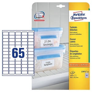 Avery Zweckform L7971-25 diepvriesetiketten / 38,1 mm x 21,2 mm / 1625 etiketten