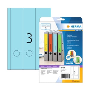 Herma 5138 printbare rugetiketten / zelfklevend / A4 / 61 x 297 mm / blauw / 60 etiketten
